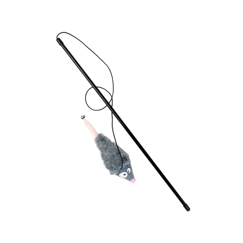 Souris en peluche grise pour chat chasse, nez rose et yeux mobiles