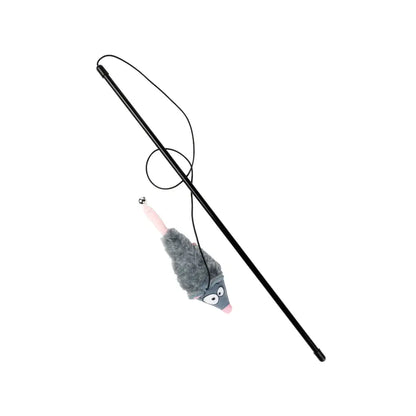 Souris en peluche grise pour chat chasse, nez rose et yeux mobiles