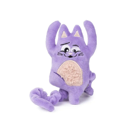 Jouet pour chat Namaste: chat purple en peluche avec plaisir sensoriel et queue élastique