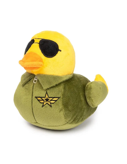 Canard jaune pelucheux en aviateur pour jouet chien canard stimulation sensorielle