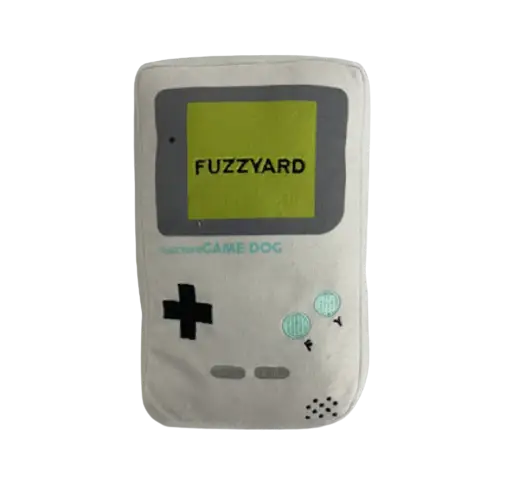 Jouet rétro chien Gameboy en peluche blanche hypoallergénique