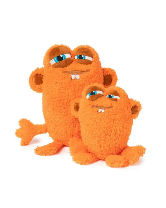 Jouet monstre Oobert L pour chien : monstre oobert orange fluffy aux yeux bleus