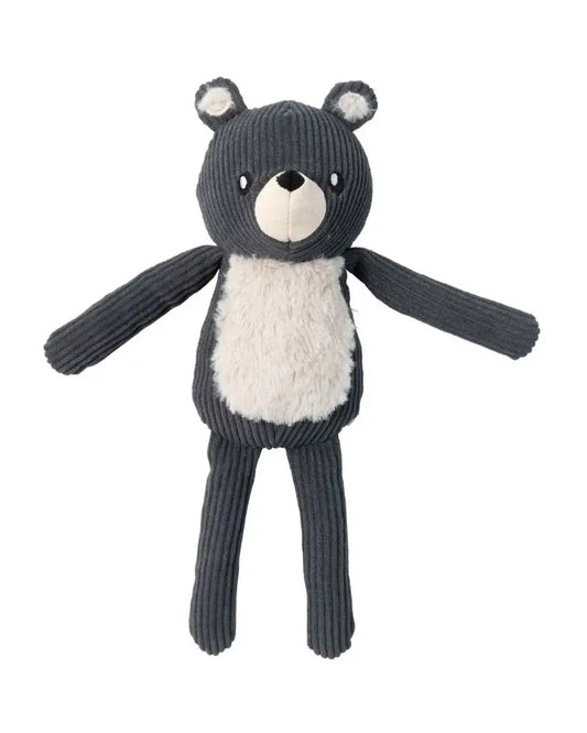 Petit ours gris en velours côtelé, compagnon fidèle pour chien