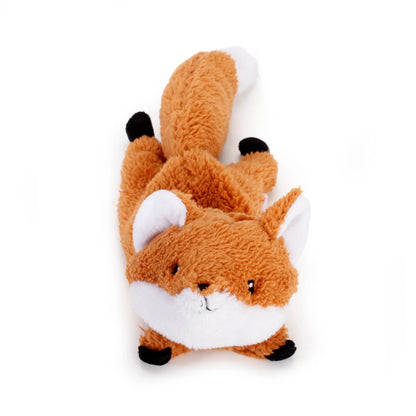 Jouet renard volant pour chien en plush orange et blanc avec textures