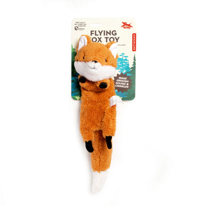 Jouet renard volant orange en peluche pour chien, textures douces