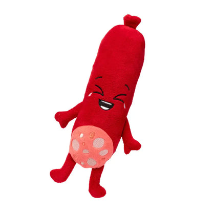Jouet pour chien saucisson rouge souriant, compagnon heureux sans risque d’ingestion