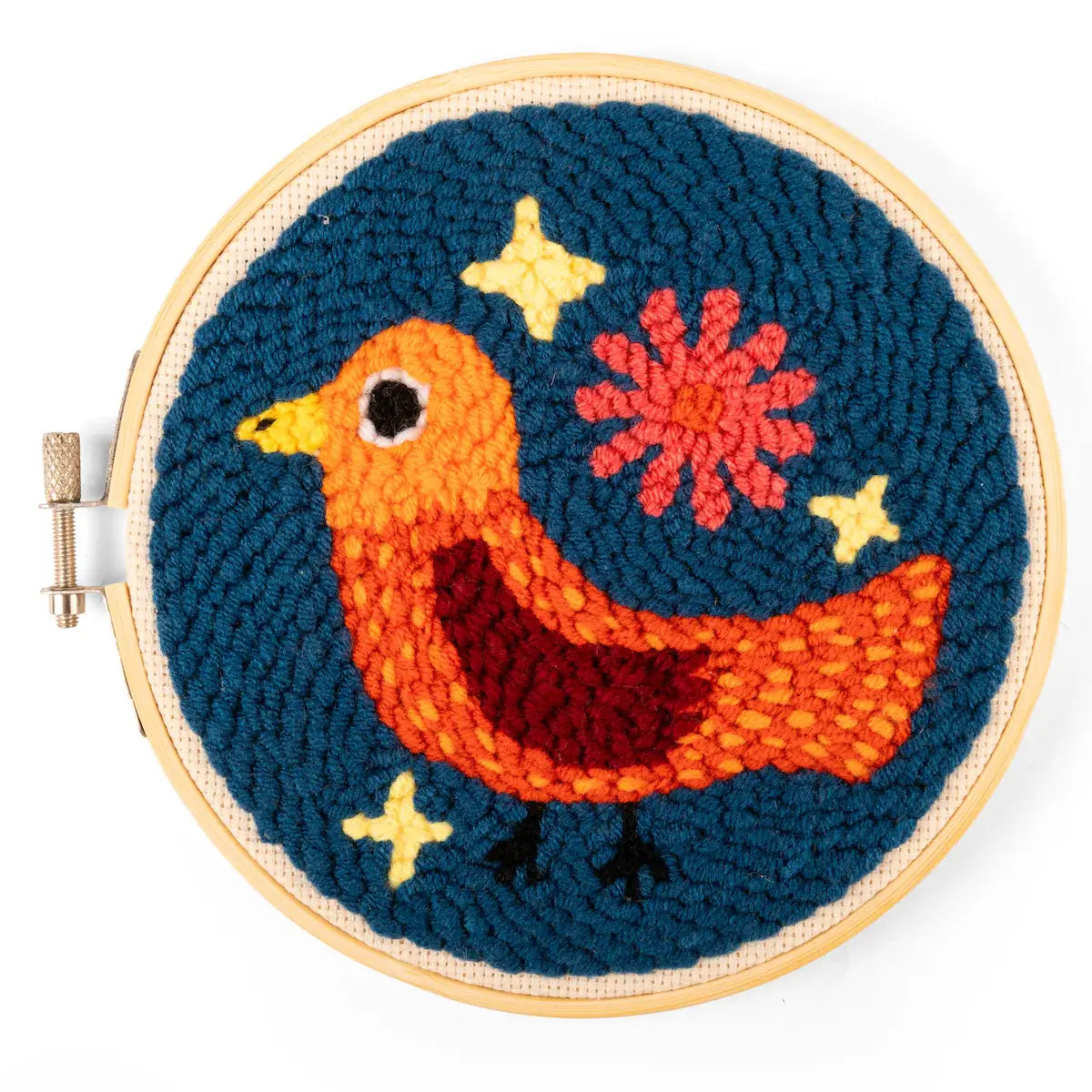 Œuvre punch needle créatif oiseau orange sur kit broderie DIY complet