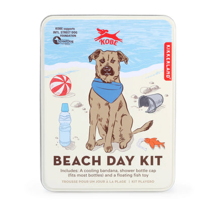 Kit pour chien Kikkerland : chien tan avec bandana rafraîchissant à la plage