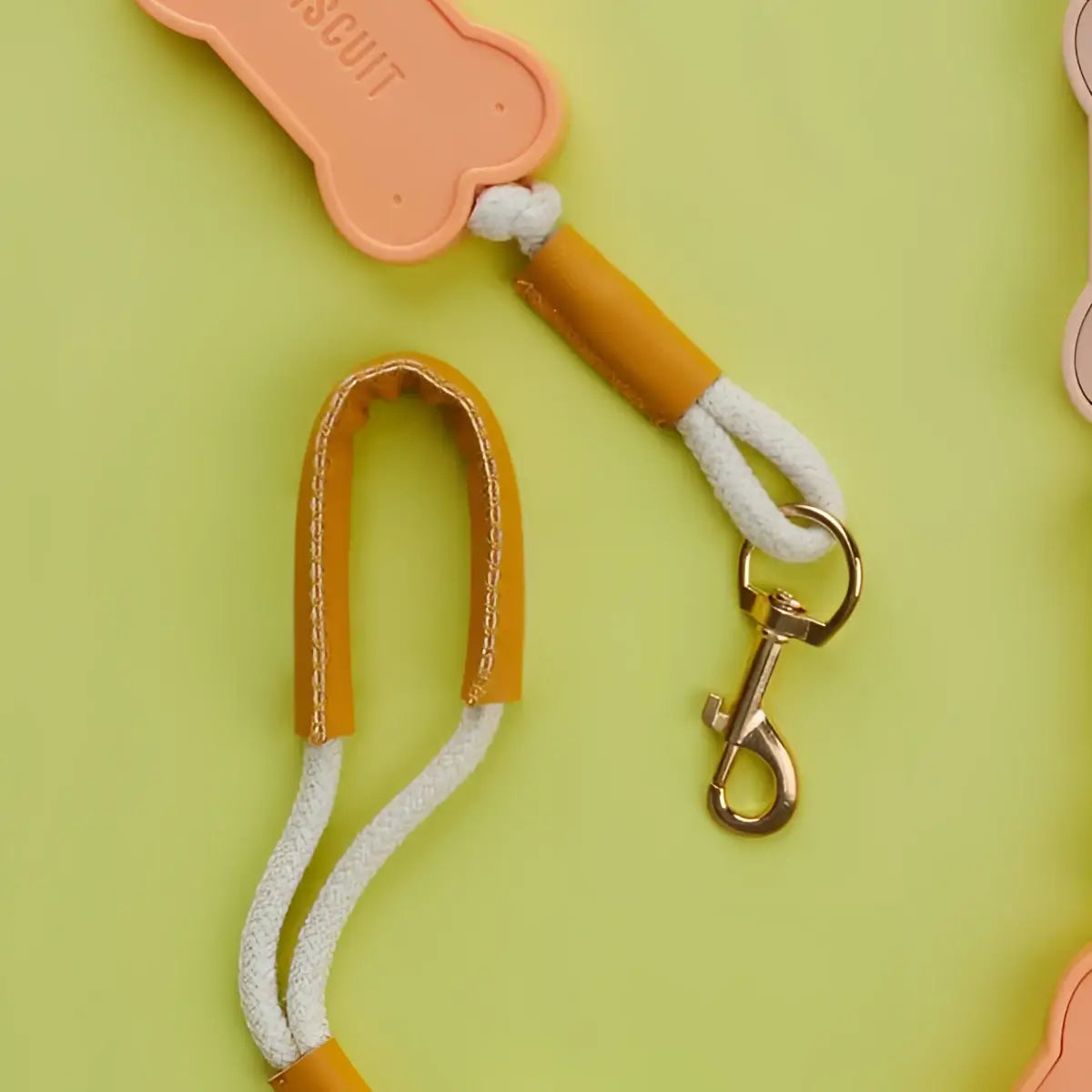 Laisse chien biscuit multicolore 108cm avec motif biscuit en os pêche