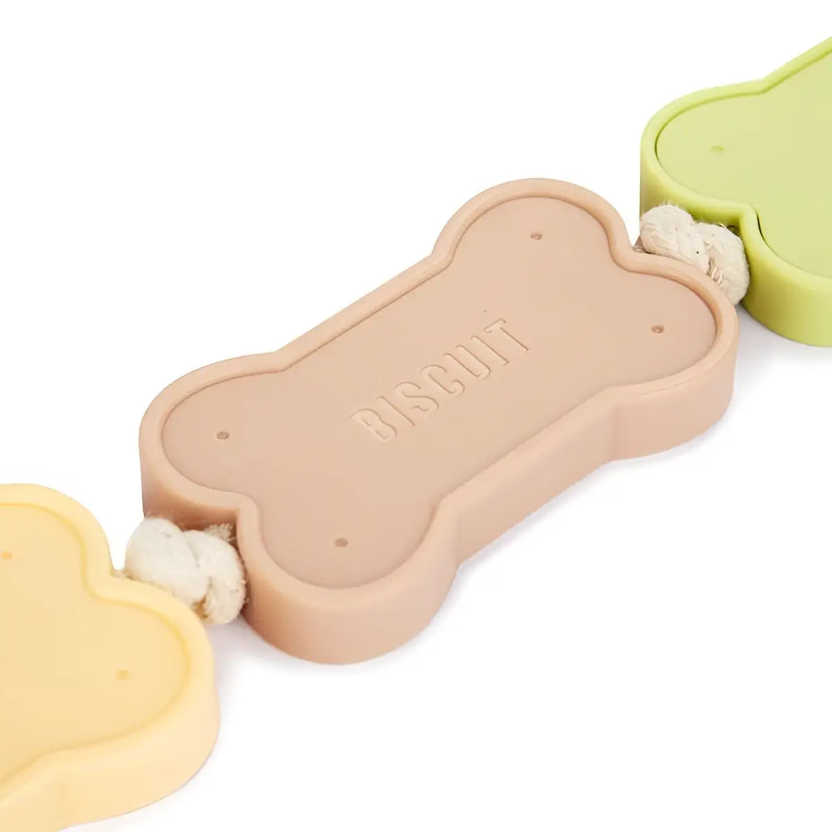 Laisse chien biscuit multicolore 108cm avec motif biscuit en silicone beige