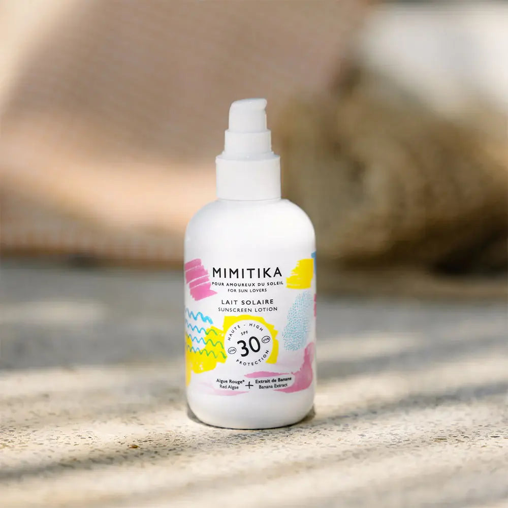 Lait corps SPF30 Mimitika : lait solaire spf30 texture fluide fini sec