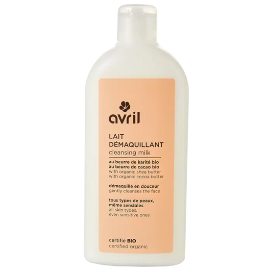 Lait démaquillant bio pour tous types de peau, rincez à l’eau, carré lavable