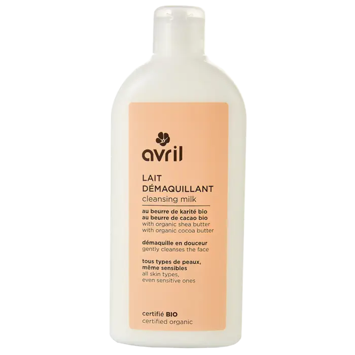Bouteille blanche de lait démaquillant bio 250 ml pour peau saine