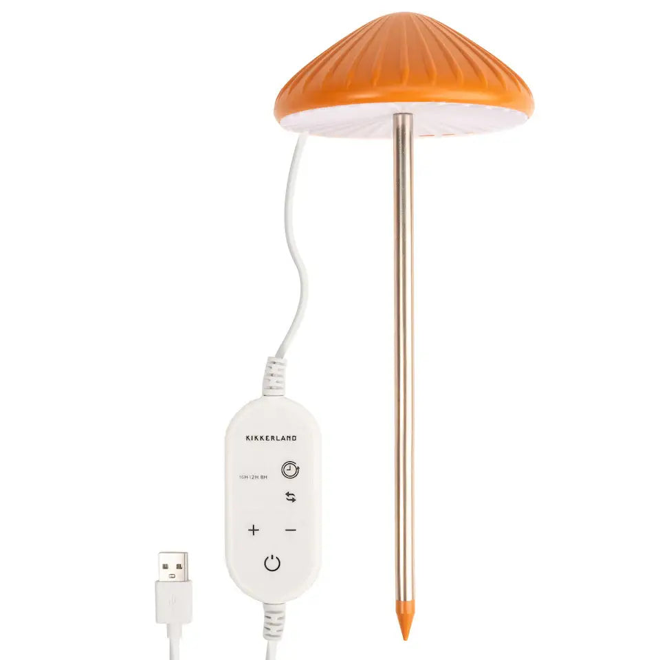 Capteur humidité sol orange en forme de champignon pour culture champignon avec unité blanche et câble USB
