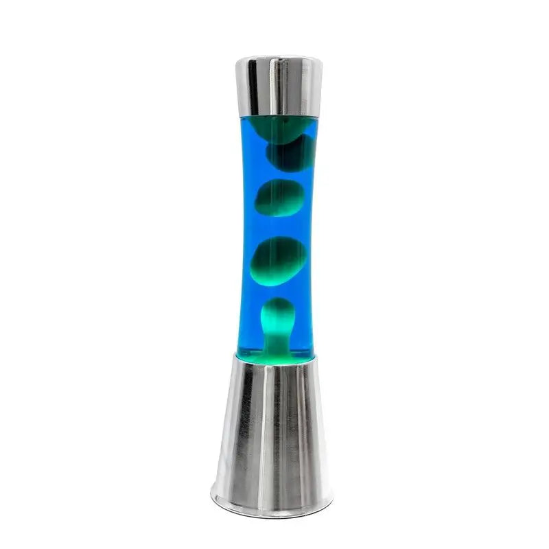 Lampe à lave tower green au liquide bleu vibrant et sphères vertes