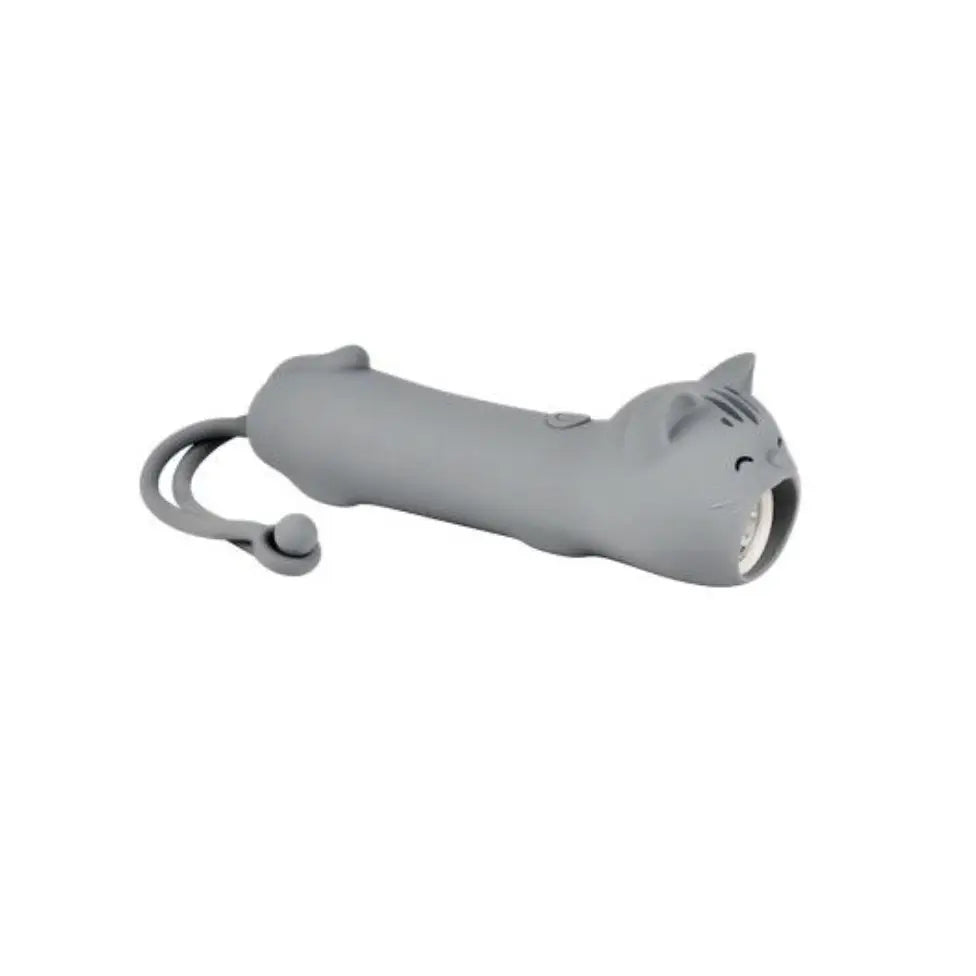 Lampe de poche chat rechargeable grise en silicone, design ludique