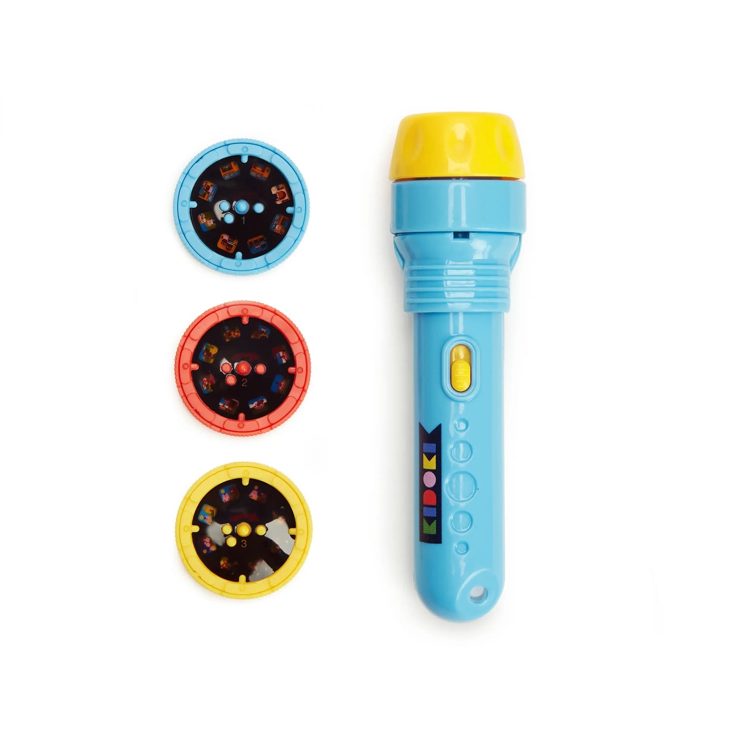 Lampe de poche Kidoki Livres de Contes bleue et jaune avec disques de projection colorés pour rêves éveillés pour enfants