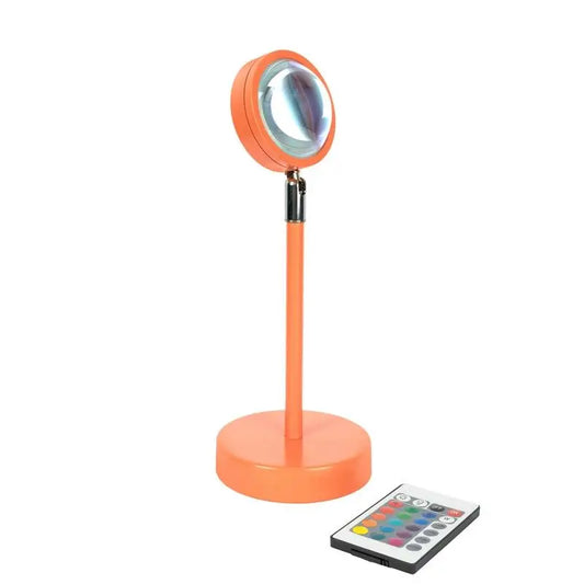 Lampe sunset orange circulaire avec lentille claire et télécommande