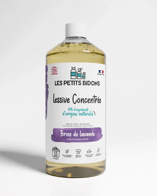 Bouteille de lessive concentrée lavande 1L, parfum subtil et efficacité optimale