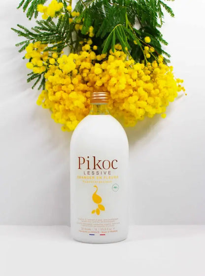 Bouteille blanche Pikoc lessive oranger en fleurs 1L, formule respectueuse
