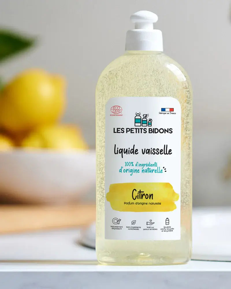 Liquide vaisselle citron frais 500mL parfum naturel en bouteille claire
