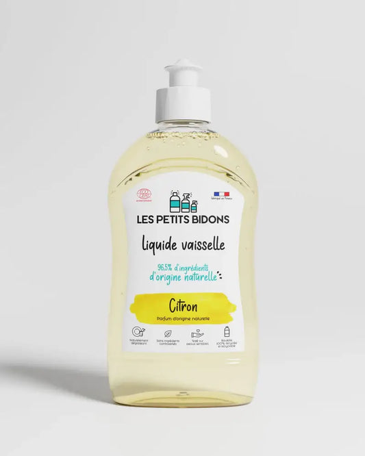 Liquide vaisselle citron frais 500ml au parfum naturel en flacon clair