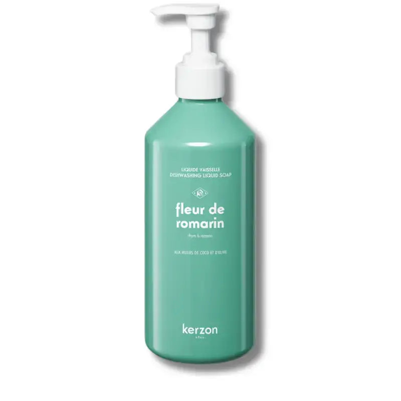 Bouteille matte teal Kerzon liquide vaisselle naturel fleurs de romarin 500mL