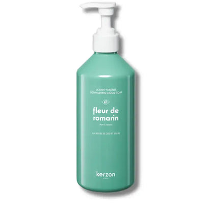 Bouteille matte teal Kerzon liquide vaisselle naturel fleurs de romarin 500mL