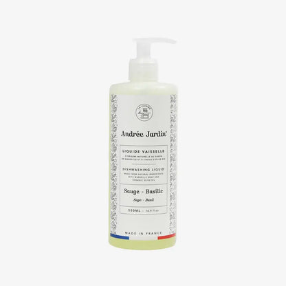 Liquide vaisselle naturel sauge et basilic en bouteille avec pompe, 500mL