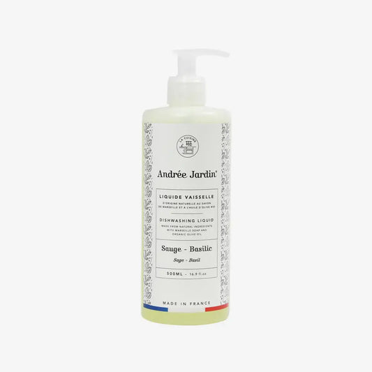 Liquide vaisselle naturel sauge et basilic en bouteille avec pompe, 500mL
