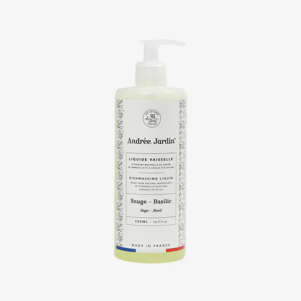 Bouteille de liquide vaisselle naturel sauge basilic 500ml à pompe