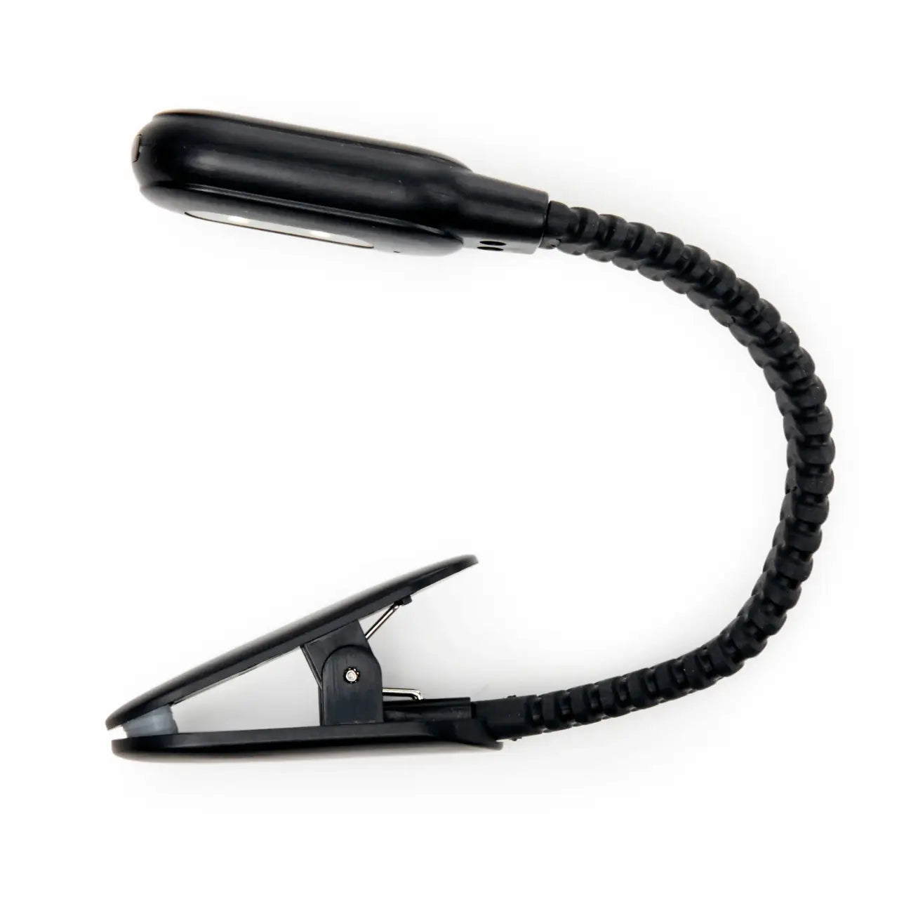 Liseuse rechargeable noire flexible avec clip, design courbé et grip texturé
