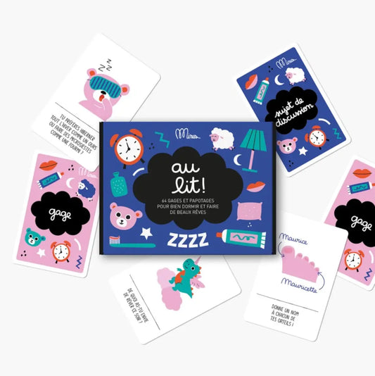 Boîte bleue Au Lit ! avec gages pour beaux rêves et ambiance chaleureuse