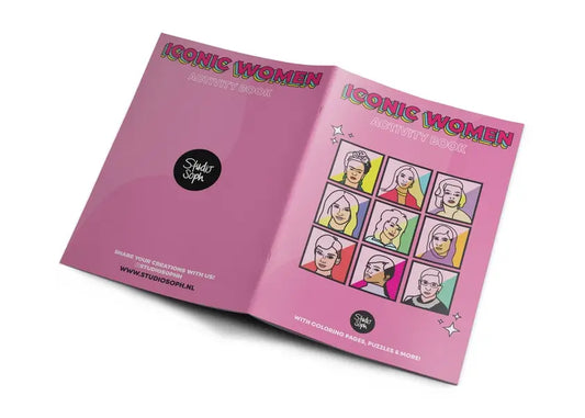 Livre d’activités sur figures féminines emblématiques, portraits colorés