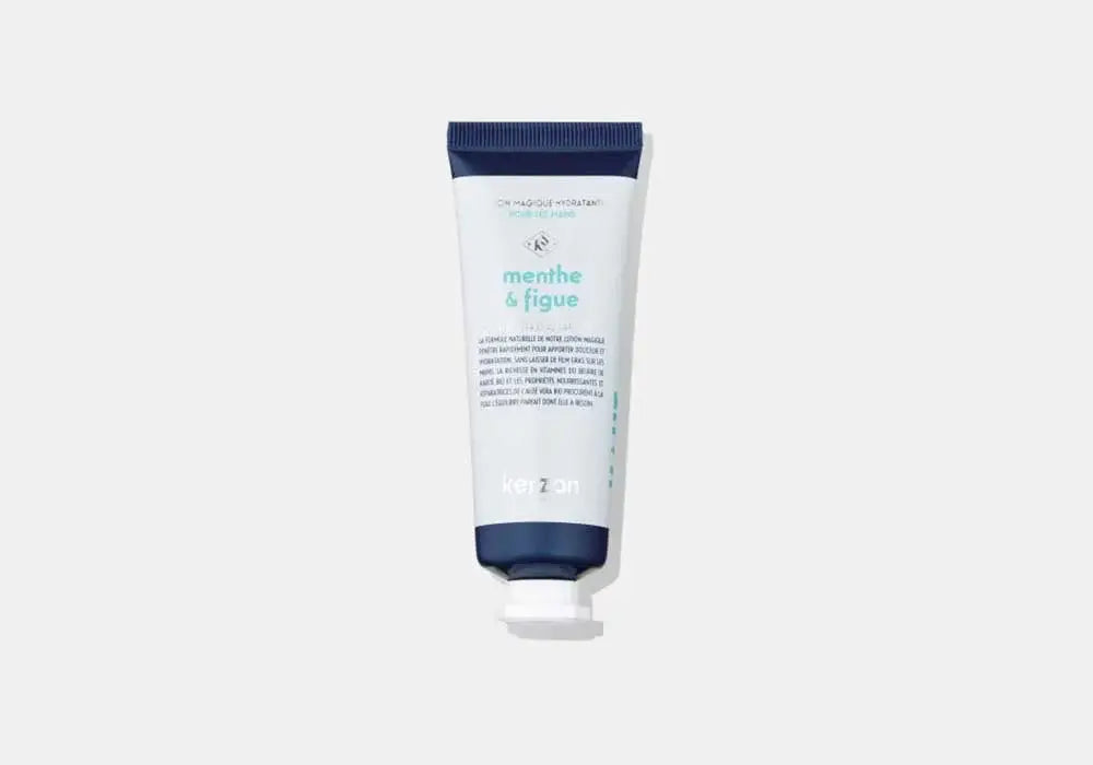 Tube LOccitane lotion mains menthe figue 50ml blanc et bleu marine