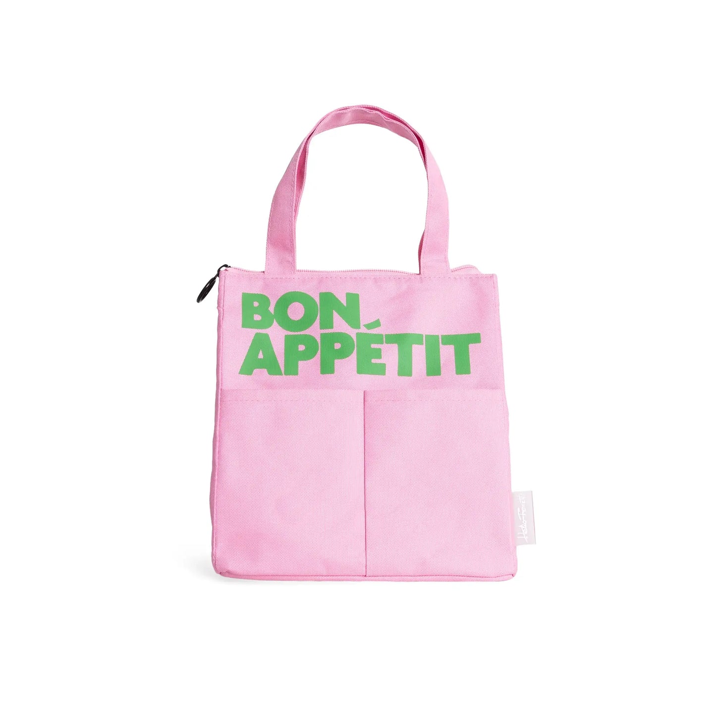 Sac isotherme rose bon appétit avec poches avant