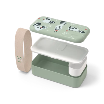 Bento box mint vert en plastique enfant raton laveur avec panda pour repas amusant