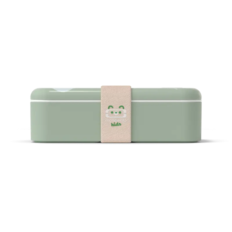Boîte bento enfant raton laveur vert menthe avec sangle panda