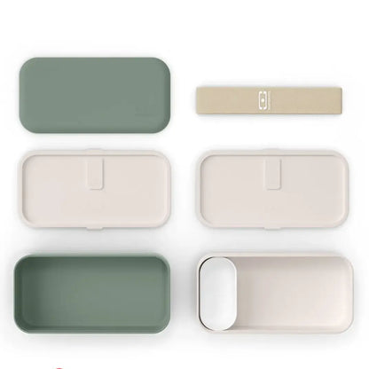 Lunch box vert naturel : 6 boîtes déjeuner repas nomades en sage et blanc mat
