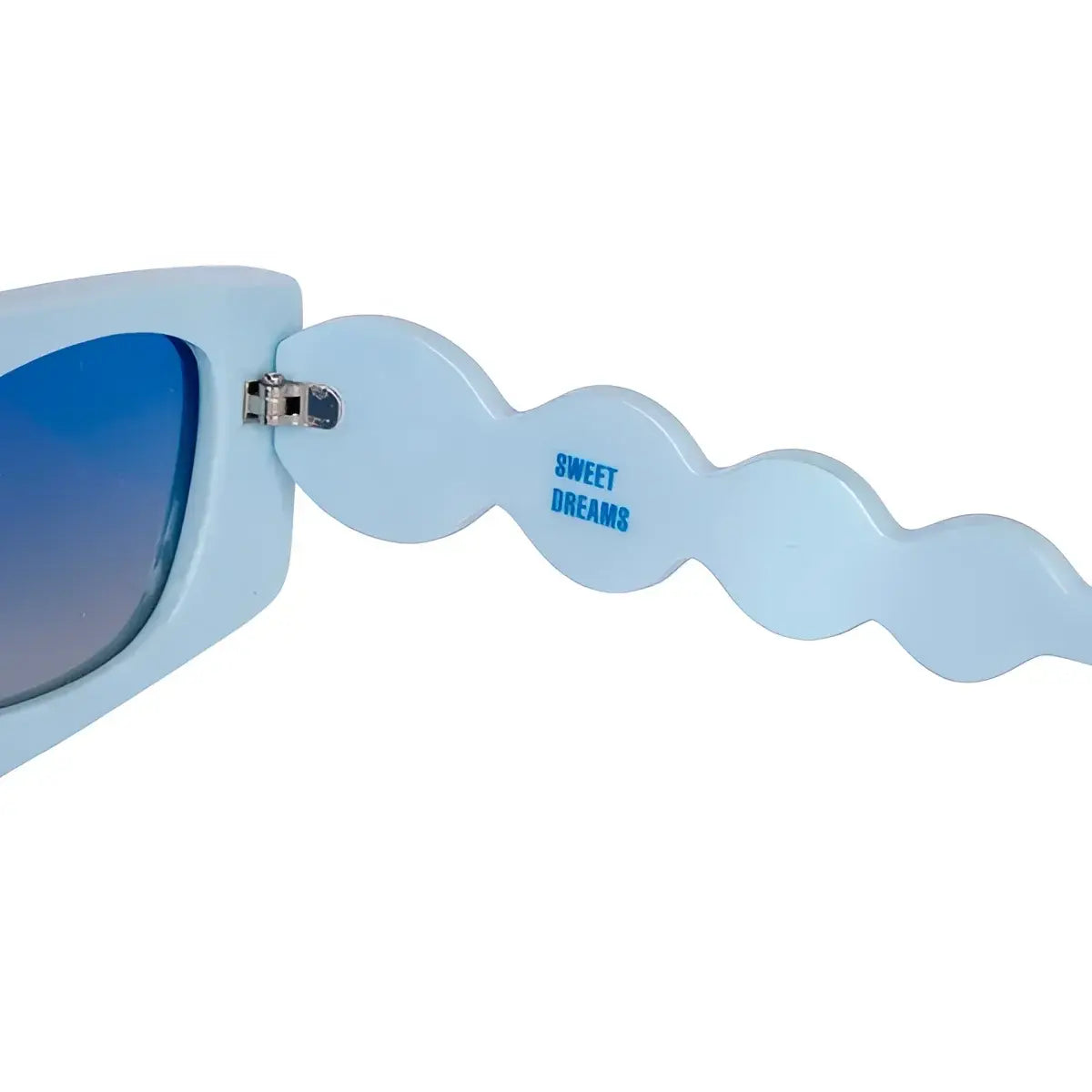 Lunettes de soleil Sweet Dreams en bleu clair avec bras ondulés et verres dégradés pour protection optimale