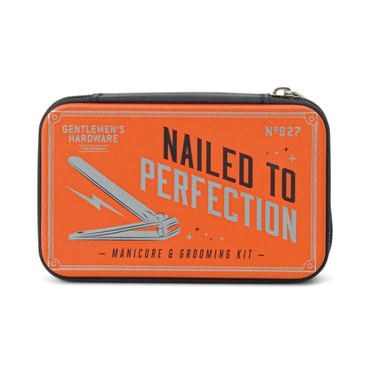 Kit manucure orange pour prendre soin des mains avec slogan nailed to perfection