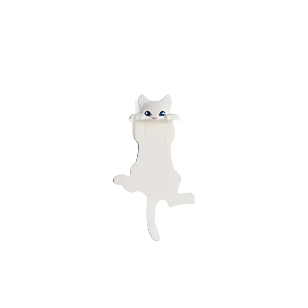 Marque page chat blanc design inspiré avec yeux bleus, parfait pour les amoureux des chats