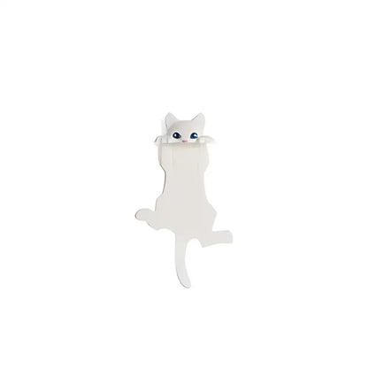 Marque page chat blanc design inspiré avec yeux bleus, parfait pour les amoureux des chats