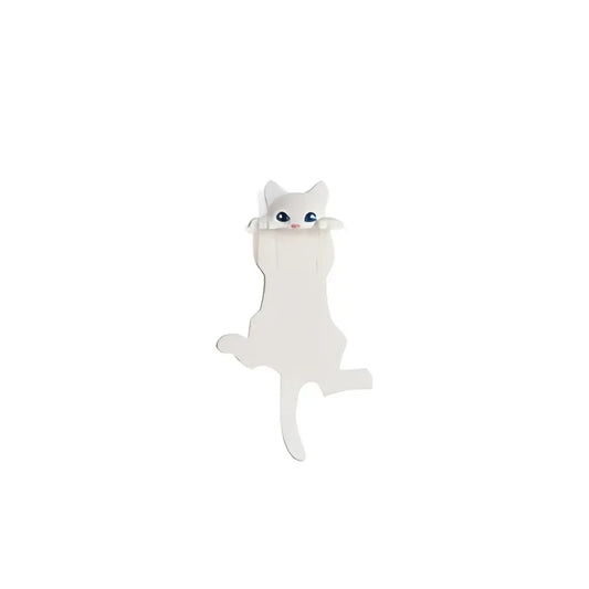 Marque-page chat blanc aux yeux bleus, idée cadeau féline