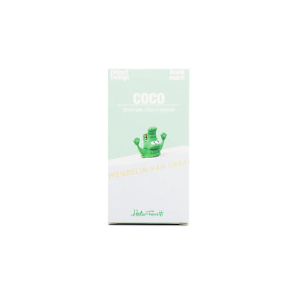 Marque page crocodile en boite verte avec figurine Coco de Hello Ferréti