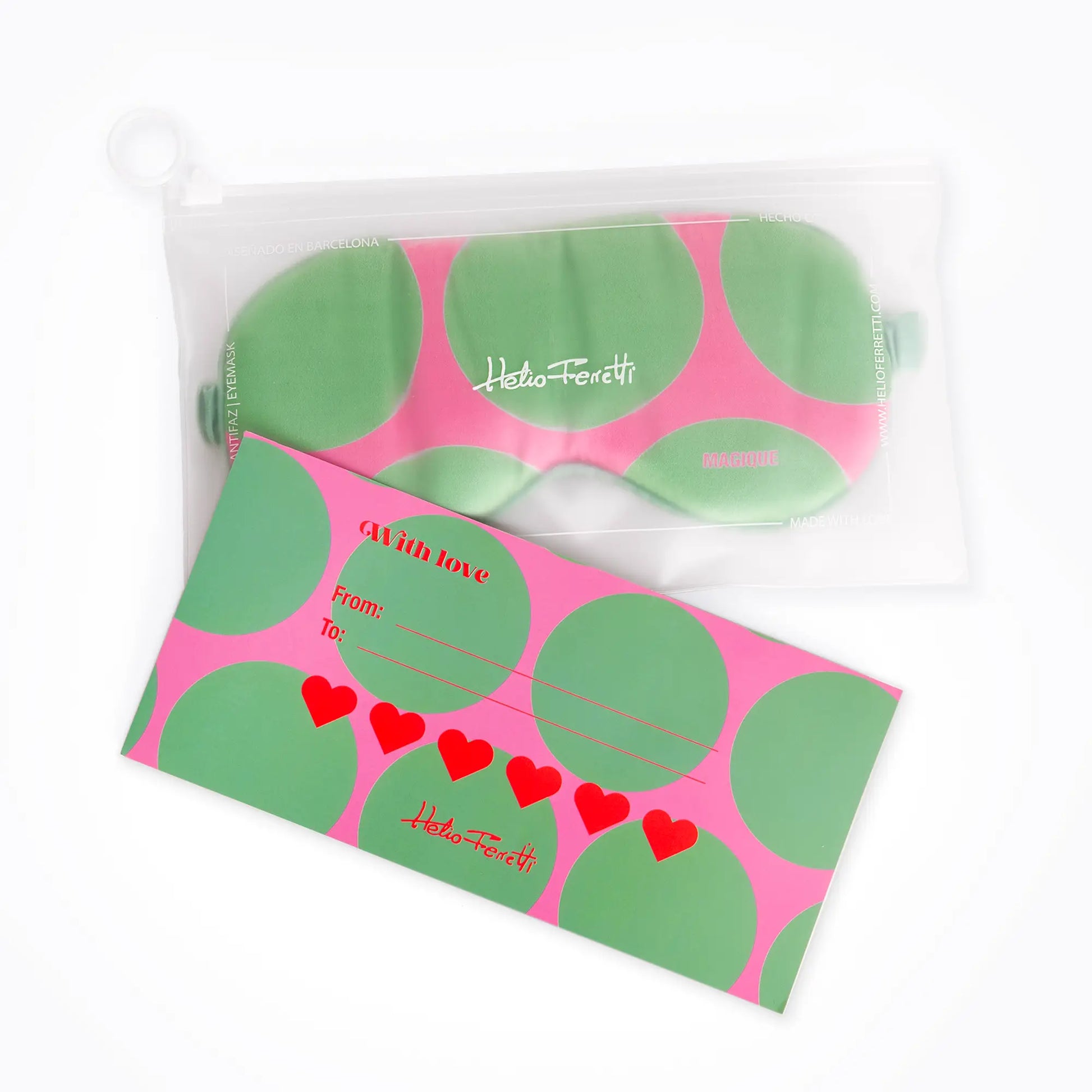 Masque de nuit emerald dot rose et vert à pois pour obscurité totale