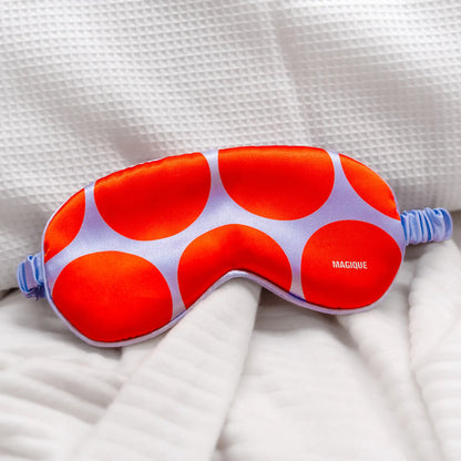 Masque de nuit motif à pois rouge et blanc en soie durable