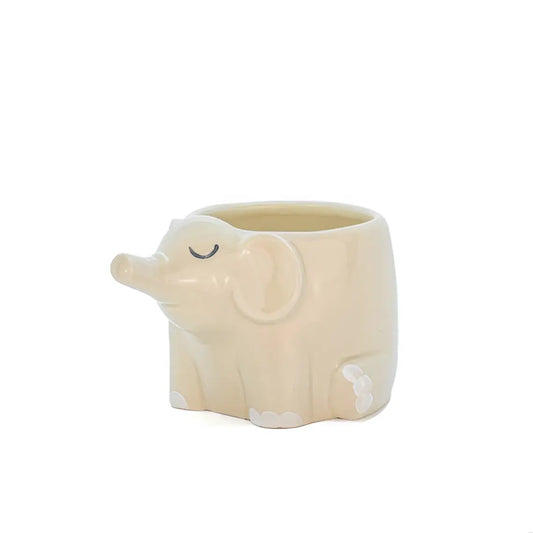 Mini cache pot éléphant en céramique crème, forme d’éléphant, taille compacte