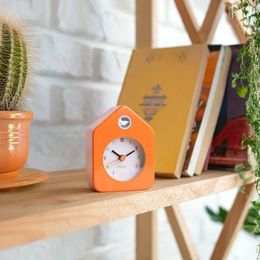 Mini house alarm clock orange, réveil mini maison original