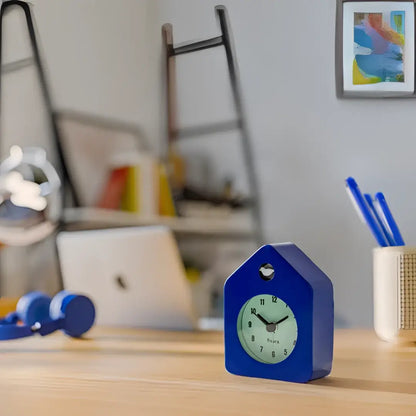 Mini house alarm clock en forme de maison bleue rétro